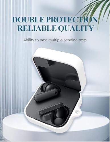 Image of Xcreo Soft Silicone Headphones Case Cover With Keychain For CMF By Nothing Buds Pro 2 (White)