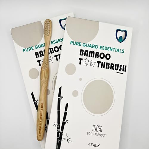 Bamboo Toothbrushes – Eco-Friendly, Organic Soft Bristles for Gentle Clean, Biodegradable, BPA-Free, Family Pack of 8