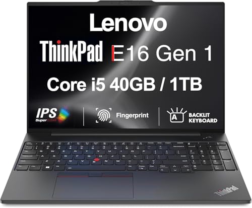 Lenovo ThinkPad E16 Gen 1 �r�W�l�X�m�[�g�p�\�R�� 16�C���` IPS FHD+ (1920X1200) �f�B�X�v���C (Intel i5-1335U�A40GB DDR4�A1TB M.2 PCIe SSD�AIntel Iris Xe
