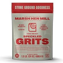 Marsh Hen Mill Speckled Pure Grits Stone Ground Heirloom Blend of Yellow & White Corn | Old-Fashioned Corn Grits | Gluten-Free & No Additives | Pure All-Natural | 24 oz Pack of 1