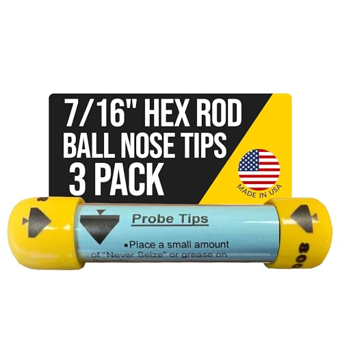 T&T Tools Mighty Probe Ball Nose Tips 7/16 Inch Soil Probe Rods - Replacement Tips for Smart Stick, Mighty Probe, Metal Rods, Ground Probe, Septic Tank, Plumbing & Landscaping Tools, 3 Pack