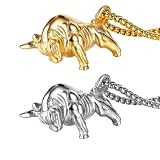 Necklace Collana Uomo Donna Gioielli Ciondolo Pendente Necklacevintage Bull Ciondolo Catena Collana Uomini Bovini Animali Maschio Steelcolor