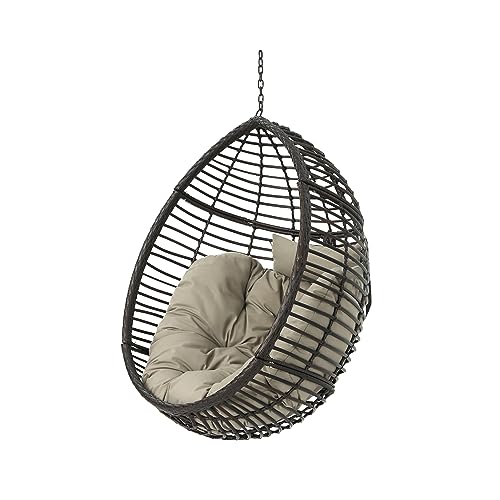 Ataucjin Hanging Egg Swing Chair,Wicker Hanging Basket Chair,with Water-Resistant Cushions,Swing Hanging Chair,for Patio,Garden,Balcony,Living Room,Bedroom (Stand Not Included) - Thumbnail 2