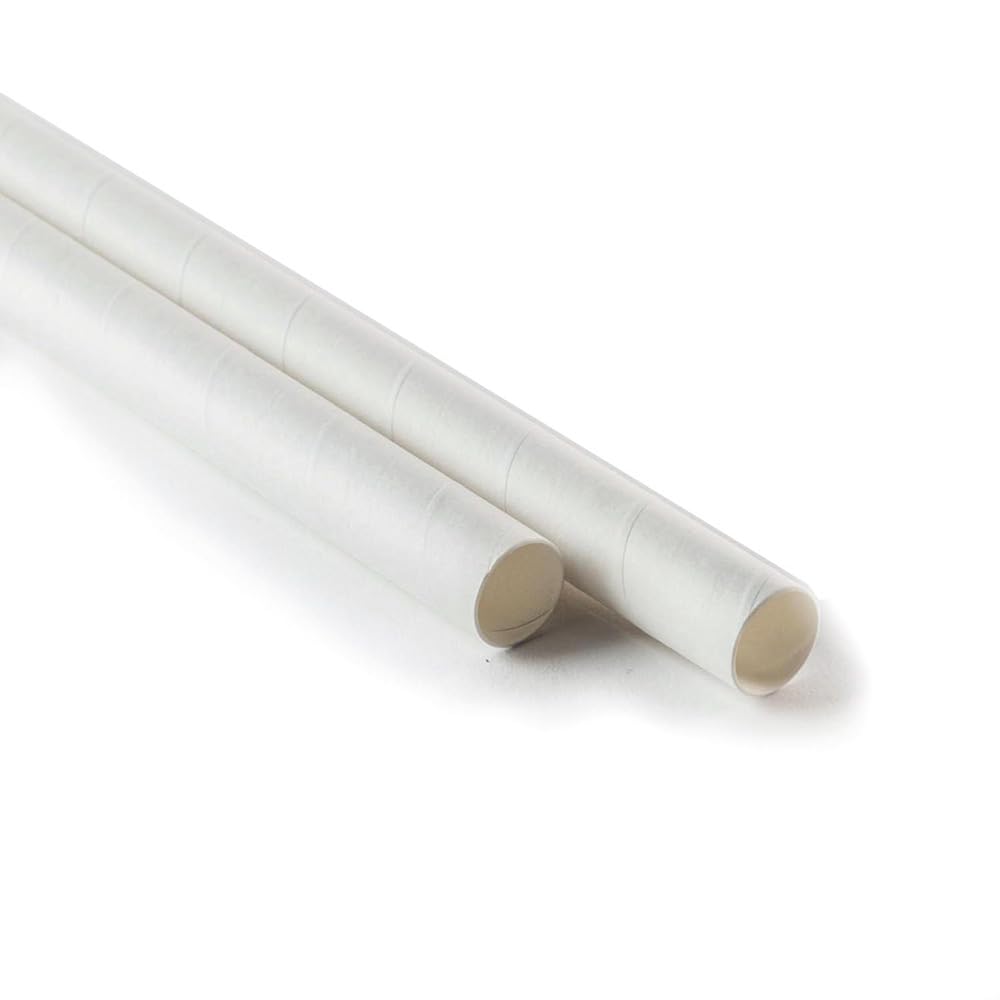 1000 pailles jetables blanches en papier longeur 20 cm et diamètre 6 mm