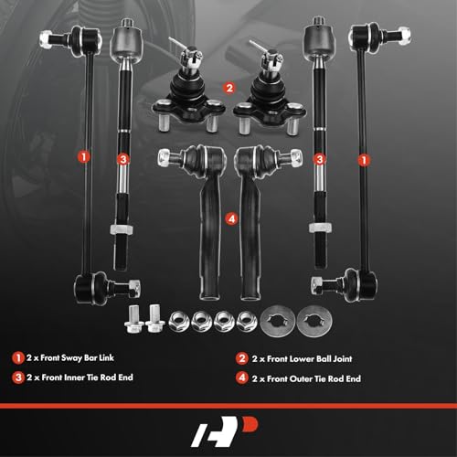 A-Premium Set of 8, Front Sway Bar Link, Lower Ball Joint, Inner Outer Tie Rod End, Compatible with Toyota Corolla 2003 2004 2005 2006 2007 2008 by A-premium - Image 2