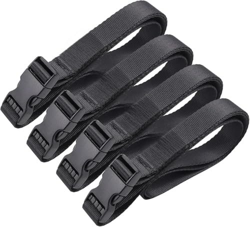 Adjustable Utility Straps with Quick Release Buckles Heavy Duty Nylon Backpack Straps for Hiking Camping Sleeping Bags Travel & Outdoor Sports 4 Pack Black 0.75 W x 40 L