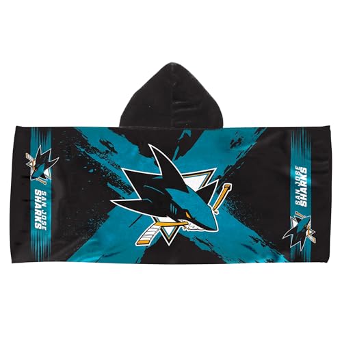 Northwest San Jose Sharks NHL Cross Out Youth Hooded Micro Fiber Towel 22 x 51 Inches