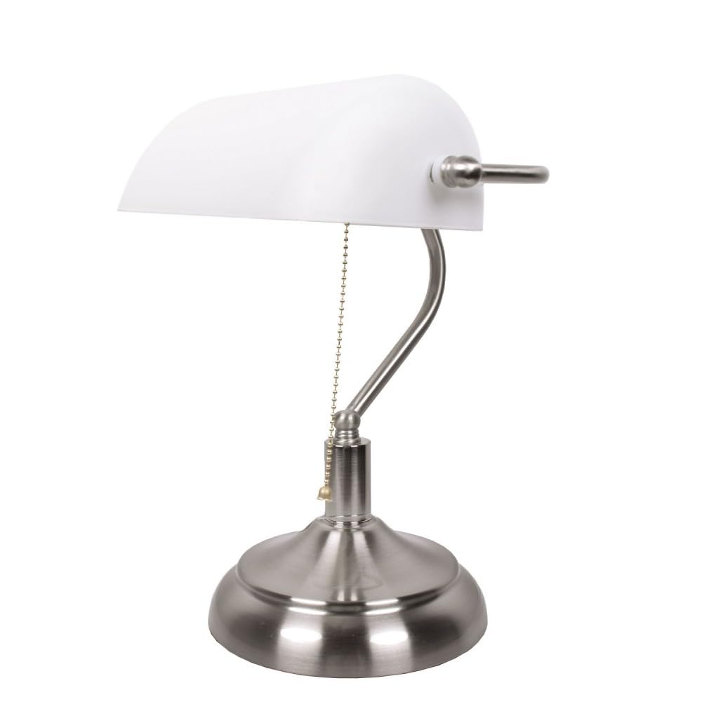Sobremesa BANCARIO 1xE27 L.27xAn.19xAl.38cm Niquel/Blanco