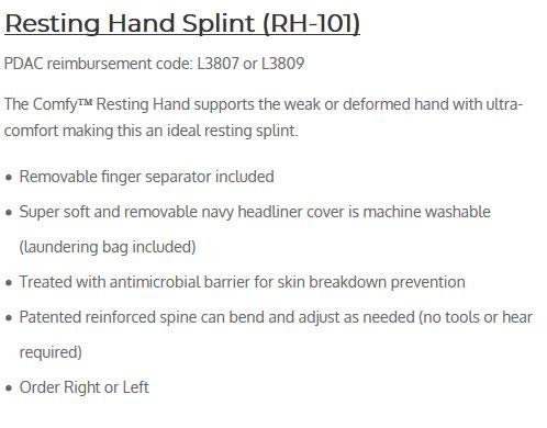 Comfy Resting Hand, Adult Small, Right, Navy, Headliner