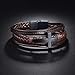 Caiyao Fashion Cross Leather Bracelet Alloy Cross Religious Gifts for Men Jewelry(Layers Brown)