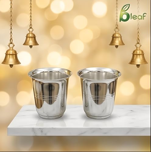 Image of BLeaf Silver Plated Elegance Glass Set (Set of 2 Pcs, 6x6 cm)