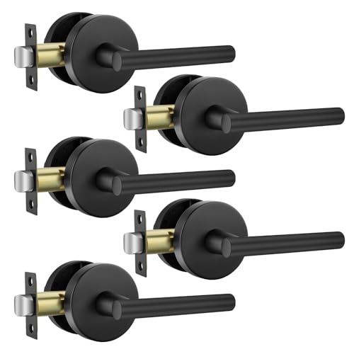 Haidms Gold Door Handle Interior，Passage Door Levers for Closets 5 Pack