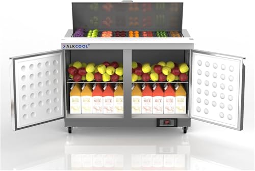 48" W Commercial Refrigerator Sandwich Salad Prep Table,2 Door Stainless