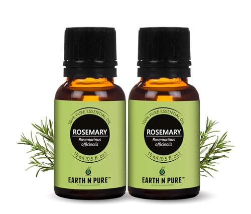 Image of Earth N Pure Rosemary Essential Oil for Hair Growth & Scalp Care - 100% Pure Natural Rosemary Oil for Skin & Aromatherapy - Steam Distilled - 15ml Pack Of 2