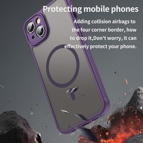 Coque iPhone 15 Plus compatible MagSafe Asuwish violette 6,7 pouces mate