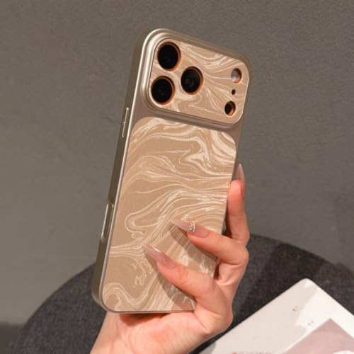 Coque iPhone 14 marron en polycarbonate à motif ondulé chic