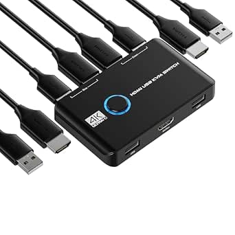 Jancane 4K 60Hz HDMI KVM-switch för 2 datorer
