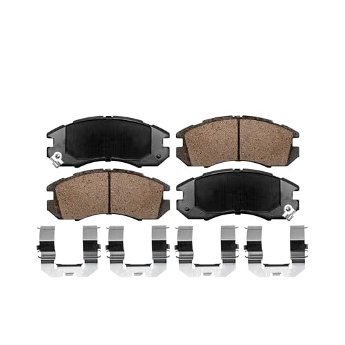 Image of Detroit Axle - Front Ceramic Brake Pads with Hardware Set Replacement
