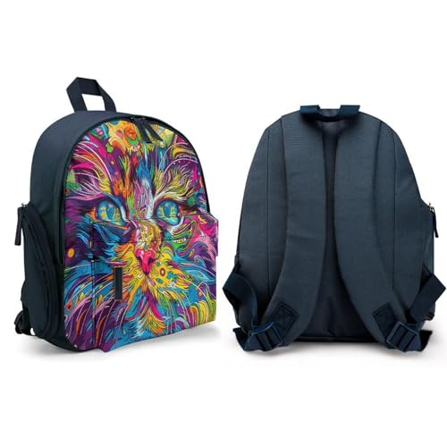 A Psychedelic Cat Mini Backpack Light Weight Small Travel Backpack Shopping Travel Daypack4