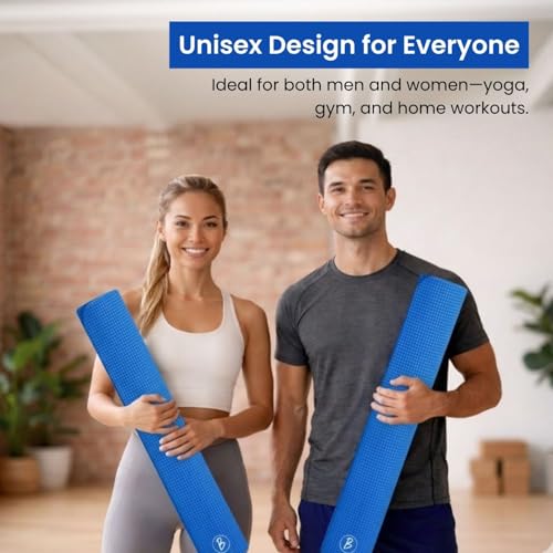 Image of Btag Premium PVC Yoga Mat for Women & Men | Anti-Slip Exercise & Gym Mat for Home Workouts | Lightweight & Durable | 6 mm (Blue)