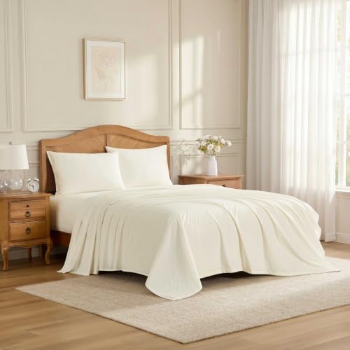 Image of Laura Ashley - Cotton Percale Twin Sheet Set with Pillowcase, Deep Pocket
