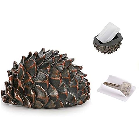JIHE Hidden Pine Cones Key Box,Hide a Spare Key Fake Nut Safe with Durable Quality for Outdoor Garden or Yard Cover