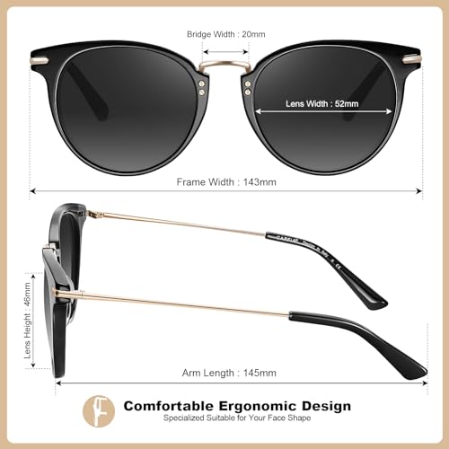 CARFIA Fashion Polarized Sunglasses for Women Hand-crafted Acetate Sunnies CA50124