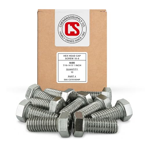 Image of Stainless 7 /16-14 x 1 inch Hex Head Bolts (3 /4 inch to 5 inch Lengths Available in Listing), 304 Stainless Steel, 10 Pieces (7 /16-14 x 1 inch)