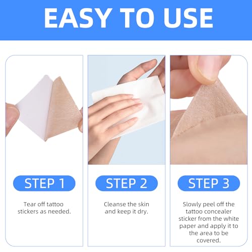 Tattoo Cover up Patch 8 Pcs (Pack of 1), Waterproof Sweatproof Sticker Patch, tattoo cover up waterproof, Ultra Thin Patch for Tattoo Scar and Birthmarks Tattoo Cover Up Tape for Light Skin Tone - Thumbnail 4
