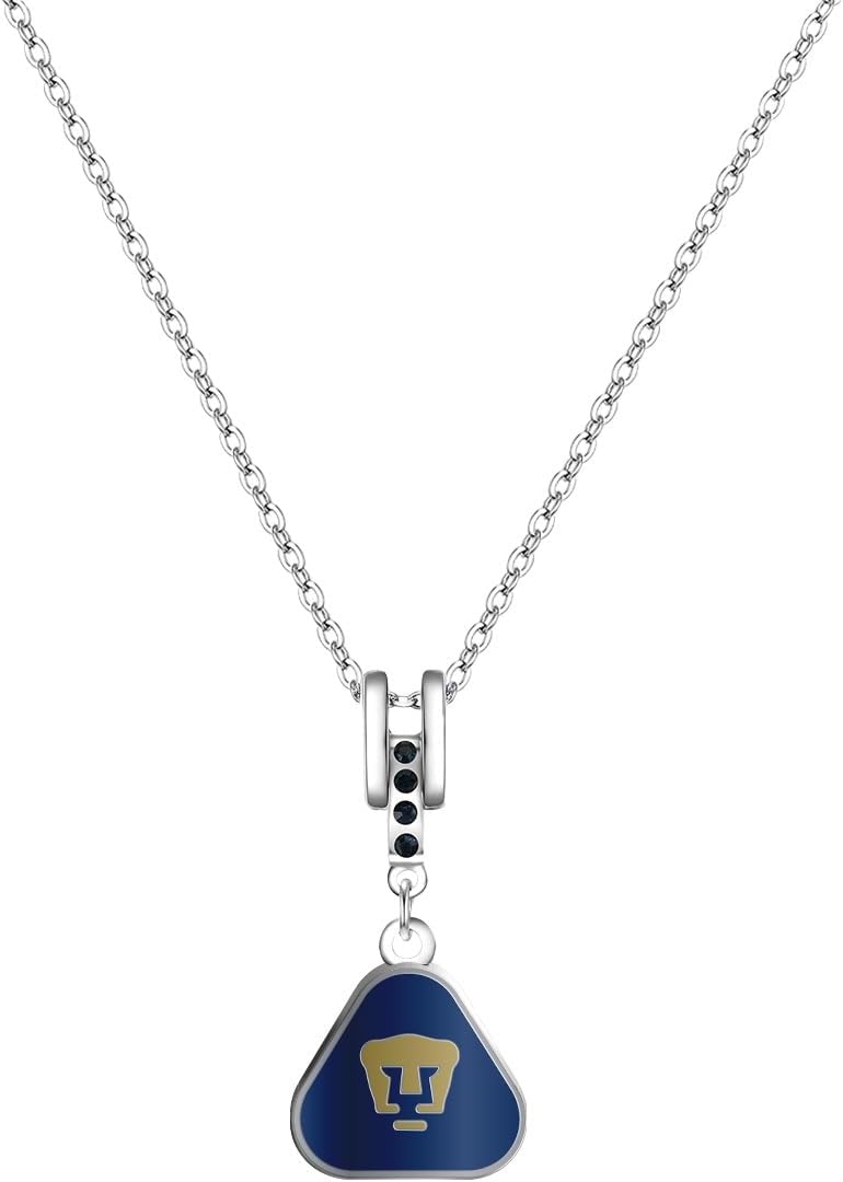 Pumas UNAM de La Liga MX Rhinestone Pendant Necklace with Team Logo Charm, 18" + 2" Extension