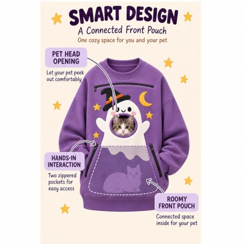 Halloween Pet Carrier Sweatshirt Pumpkin with Front Pull Pocket Sweatshirt - image 5