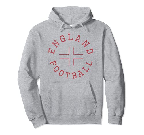 England Football Simple Red Text Pullover Hoodie, Grey