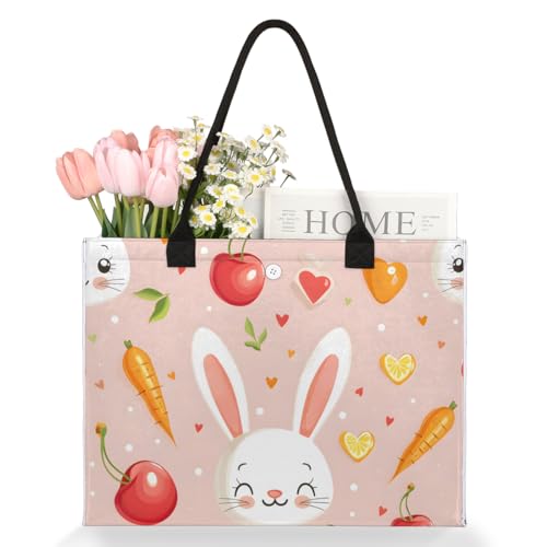 Bunny Fruits Tote Bag for Women Large Beach Bag Reusable Tote Bags for Work Travel Beach Shopping3