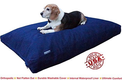 Dogbed4Less Jumbo Orthopedic Extreme Comfort Memory Foam Dog Bed For Large Dog, Waterproof Lining And Machine Washable Denim Cover, 55X47 Pillow, Blue #TOP3