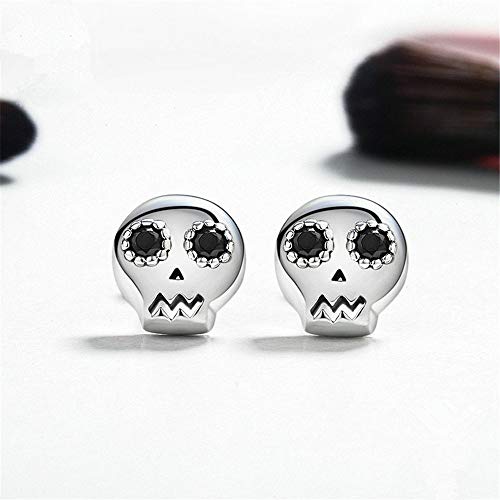 Tiny Skull Stud Earrings For Women Girls Men 925 Sterling Silver Black Crystal Eye Devil Ghost Studs Tragus Hypoallergenic Fashion Punk Post Pin Unisex Halloween Gifts #TOP2