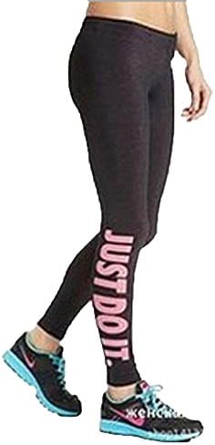 Oulifa Women's High Waist Cropped Yoga Sport Leggings Pink Just do it