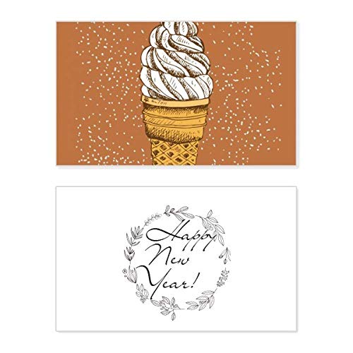 Tarjeta conmemorativa de Año Nuevo tipo cono de helado con espacio para mensaje de bendición