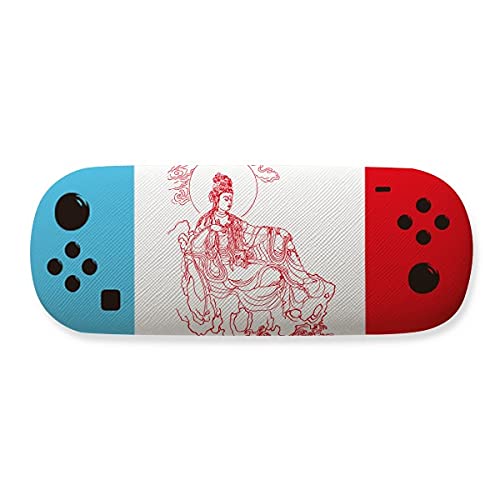 Étui de rangement pour lunettes motif Guanyin rouge en tissu rigide pour protection quotidienne