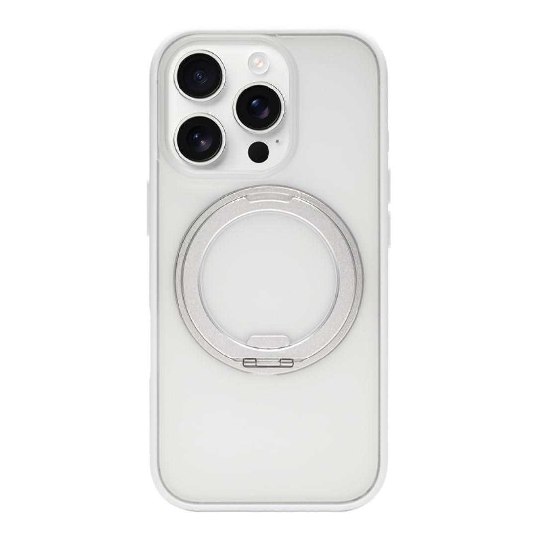 Coque de Téléphone avec Support Rotatif iPhone 15 Pro Blanc Antichoc - 2
