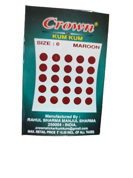 Image of Round Maroon Sticker Bindi for Girls & Womens, Trendy, Fashionable, Daily Use, Traditional, Size No.6 (5 MM) (Pack of 15)