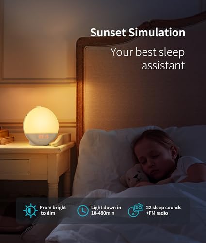 ecozy Sunrise Alarm Clock, White Noise Machine, Sunrise/Sunset Simulation, App&Voice of Alexa Control, 4 Alarms&Snooze, 17 Color Lights 22 Sleep Sounds, Bluetooth Wake Up Light for Heavy Sleeper/Kid - Image 5
