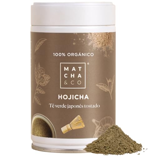 Matcha & CO: Hojicha Orgánico de Japón en Polvo – Té Verde Tostado 100% Natural – Sabor Ahumado con Notas Tostadas – Bajo en Cafeína y Rico en Antioxidantes