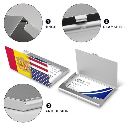 U.S.A Andorran Flag Business Card Holder Slim Credit Case Pocket Name Case Wallet for Men Women4