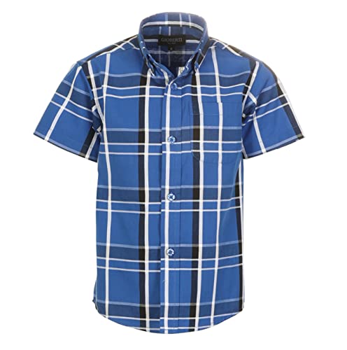 Image of Gioberti Boys Casual Plaid Checked Short Sleeve Button Down Shirt