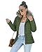 Vetinee Women Casual Faux Fur Lapel Zip Pockets Quilted Parka Jacket Puffer Coat Broute Green Large (Fits US 12-US 14)