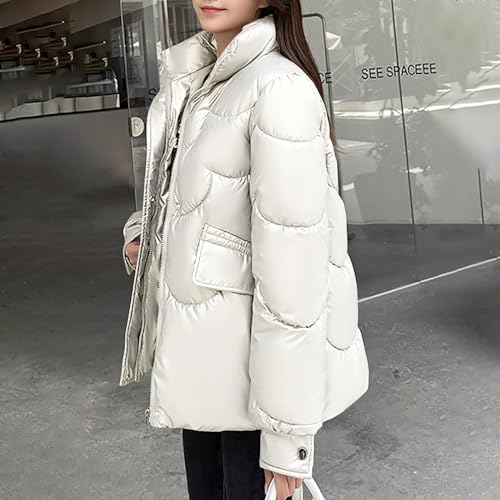 Puffer Jacket Womens Fashion Winter Quilted Jackets Warm Stand Collar Full-Zip Coats Thicken Waterproof Down Outwear3