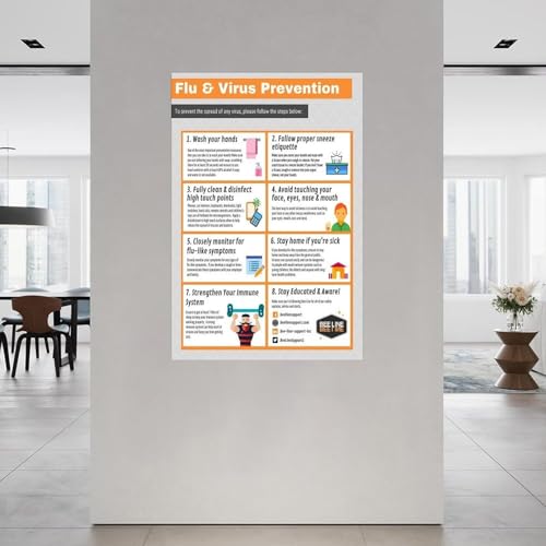 Workplace Health Poster Flu Cold Prevention Guide Hygiene Awareness Chart for Office Clinic Break Room(Unframed,12x18inch(30x45cm))