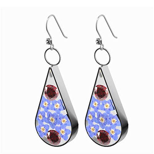 MPOQZI Dangle Earrings,Fit for Women Girls 925 Sterling Silver Pressed Flower Teardrop Earrings