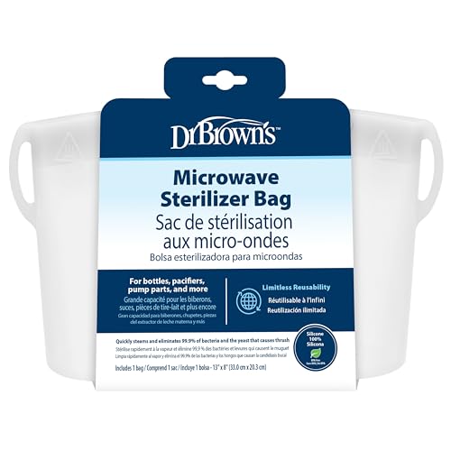 Image of Dr. Brown’s 100% Silicone Microwave Steam Sterilizer Bag for Baby Bottles, Breast Pump Parts & Other Toddler Accessories, Reusable Sterilizing Bag
