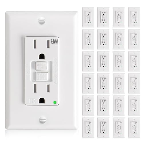 Amico GFCI Outlet 15 Amp, 24 Pack, White, Weather Resistant(WR)